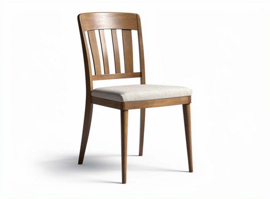 Wooden dining chair with fabric seat cushion in natural finish 45 x 45 x 85cm