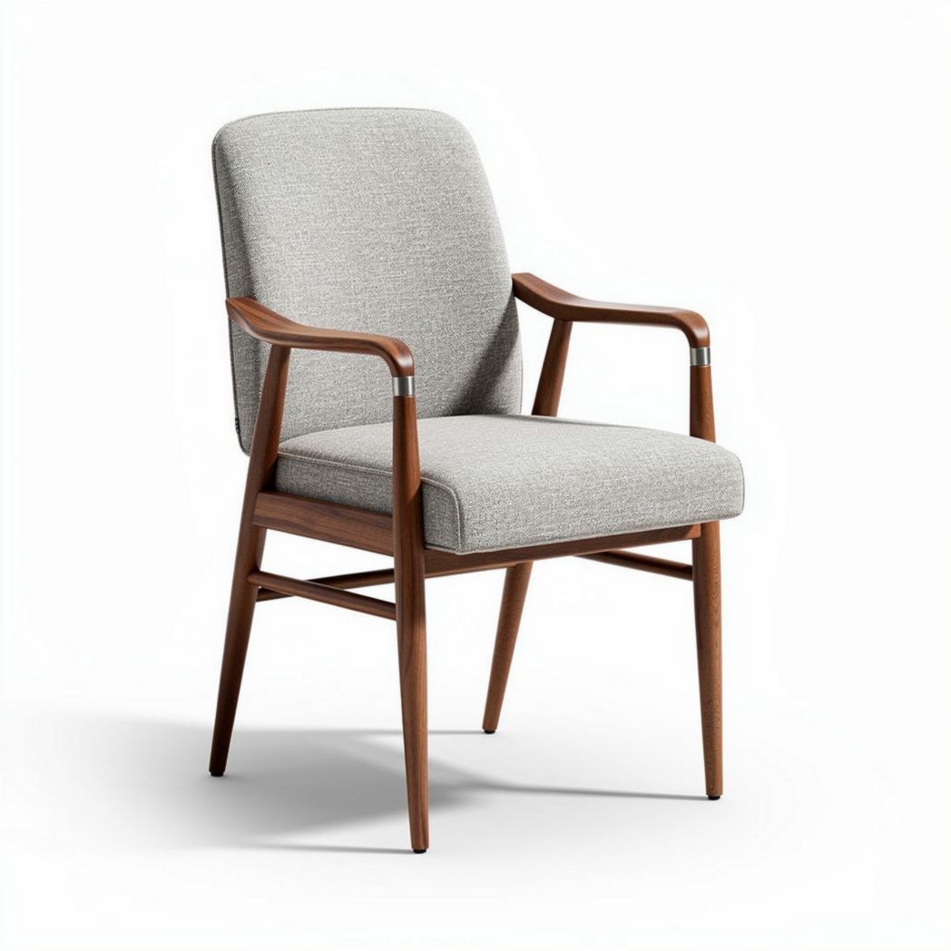 Upholstered armchair with wooden frame and neutral linen fabric 60 x 60 x 80cm