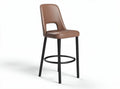 Brown leather bar stool with steel legs for indoor use 40 x 40 x 100cm