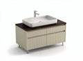 Freestanding bathroom vanity with white ceramic sink and walnut finish 70 x 45 x 80cm