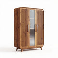 Wooden storage cabinet with glass doors and adjustable shelves 90 x 50 x 140cm