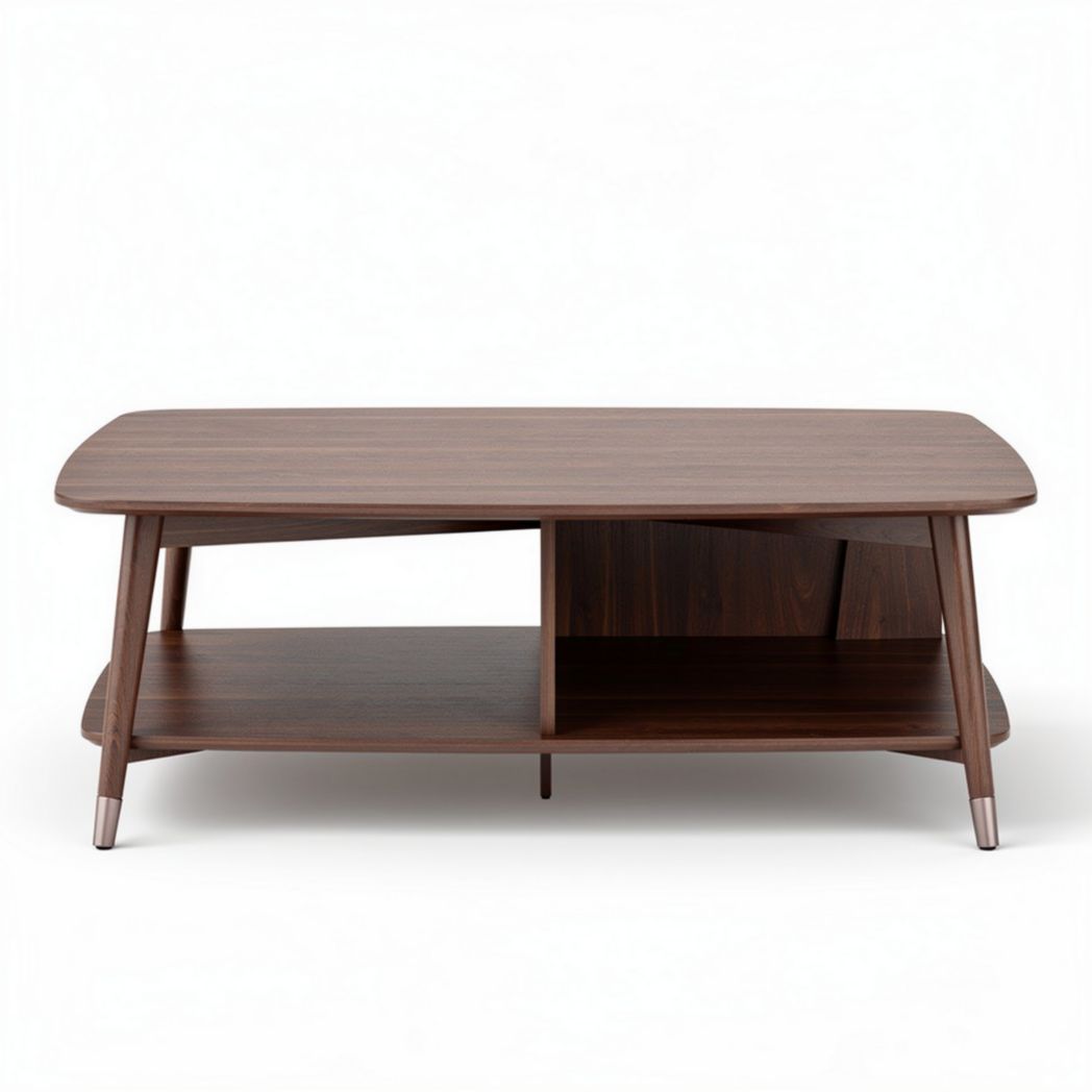Walnut coffee table with open shelf 120 x 60 x 40cm mid-century design
