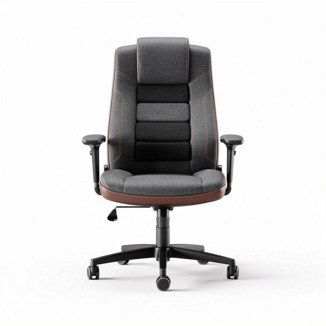 Ergonomic office chair with adjustable height and swivel base in grey fabric