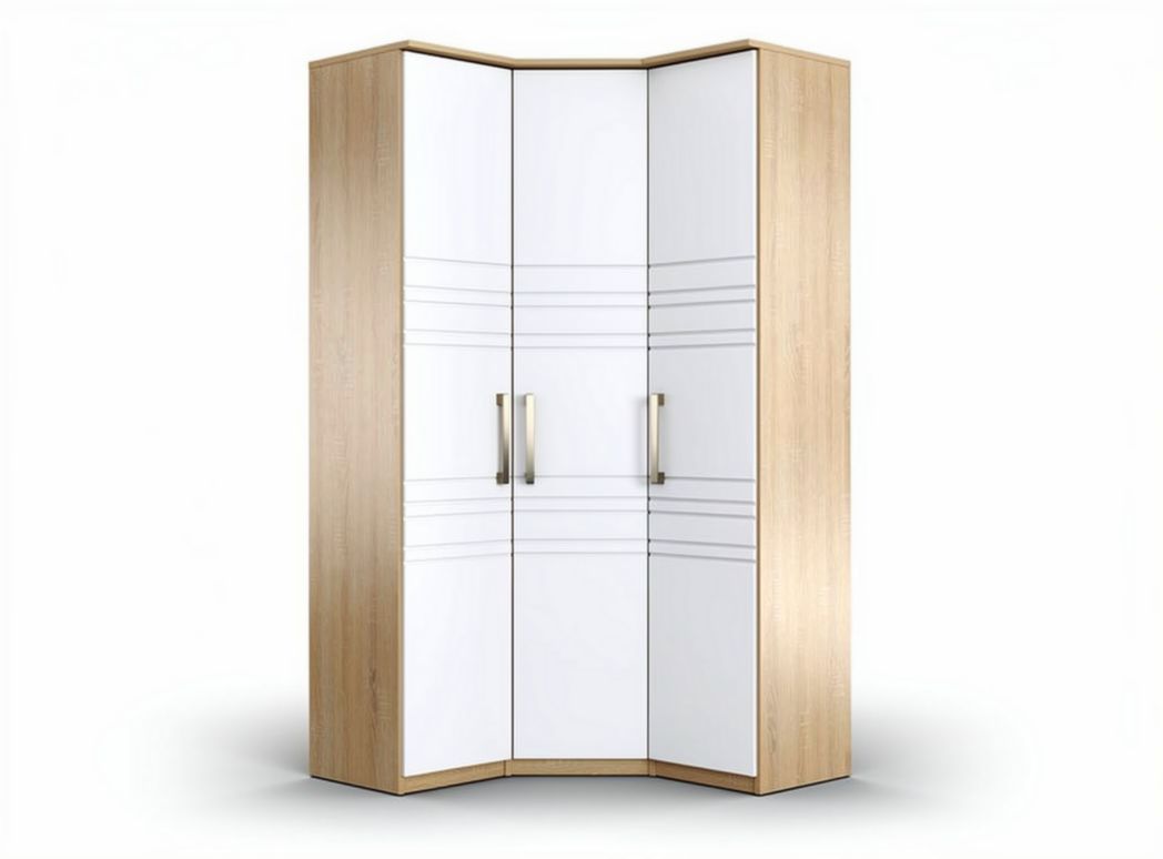Corner wardrobe with white and wood finish dimensions 80 x 40 x 200cm