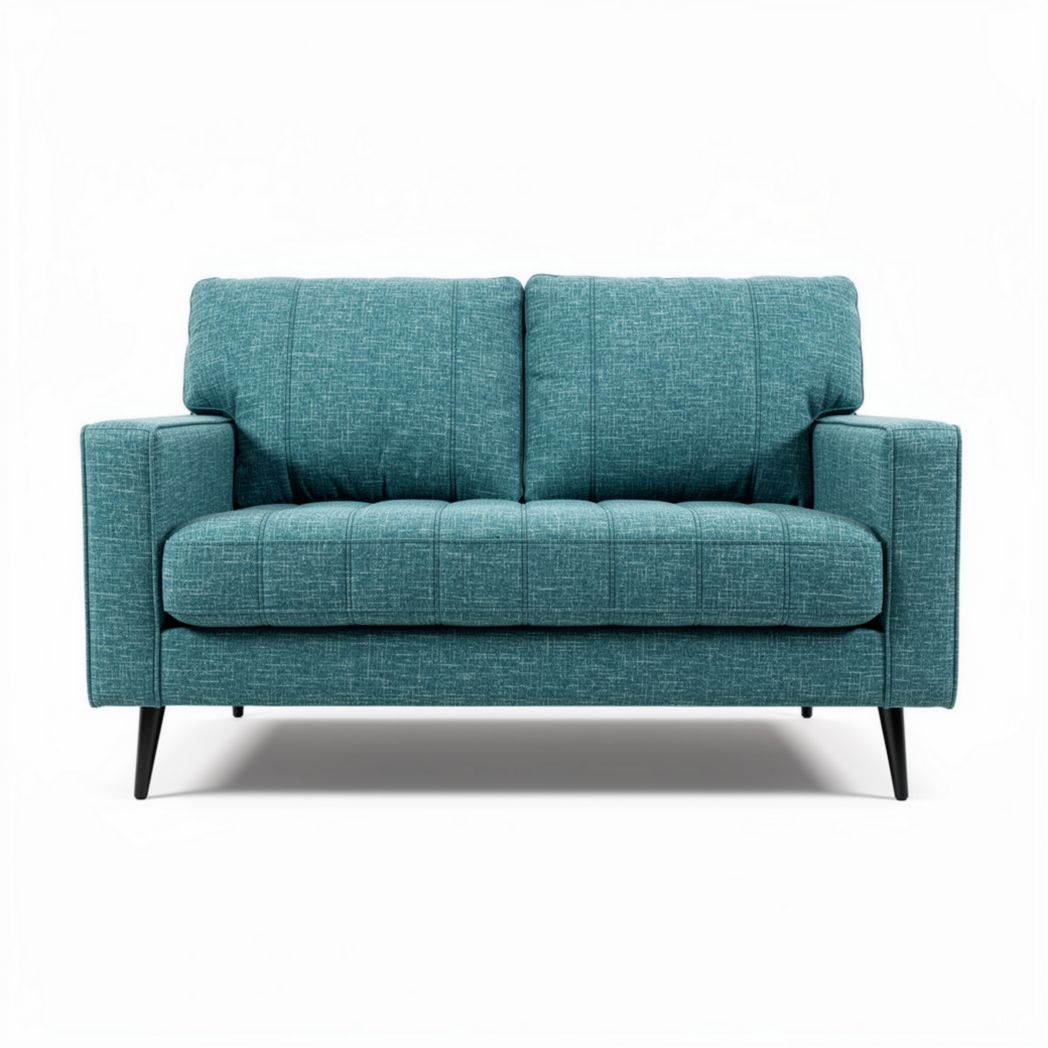 Two-seater sofa in teal fabric with modern design 150 x 80 x 75cm