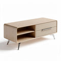 Wooden TV cabinet with two shelves and one drawer 120 x 40 x 45cm beige